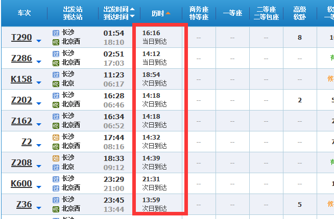 长沙到北京高铁几小时