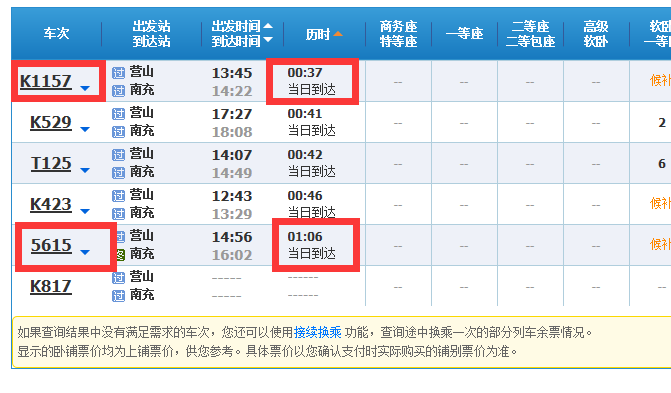 营山到南充坐火车要多久