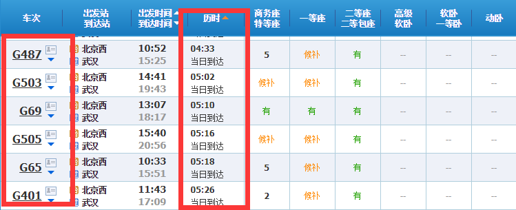 北京到武汉高铁有哪些