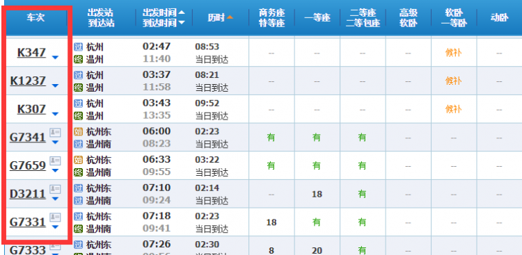 杭州到温州坐火车多少钱