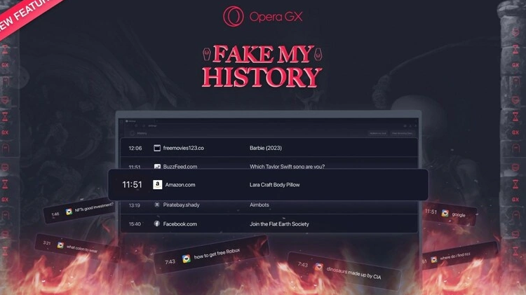 Opera GX 浏览器引入 Fake My History 功能，在你“死后”可伪造浏览历史