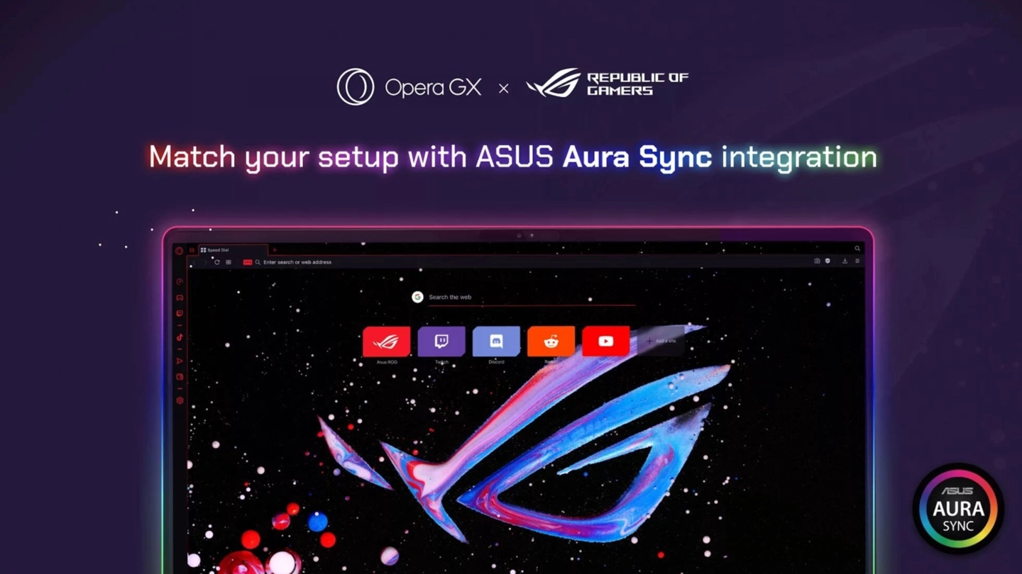 Opera GX 游戏浏览器推出 ROG 定制版，提供主题背景及自定义灯效